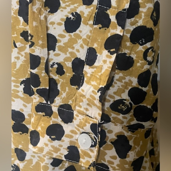 Tulip Shira Button Front Shirt Dress, Yellow & Blue Sz Med, Leopard Print - Picture 10 of 16